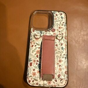 Elegant Floral Phone Case with Stand - Pink and White